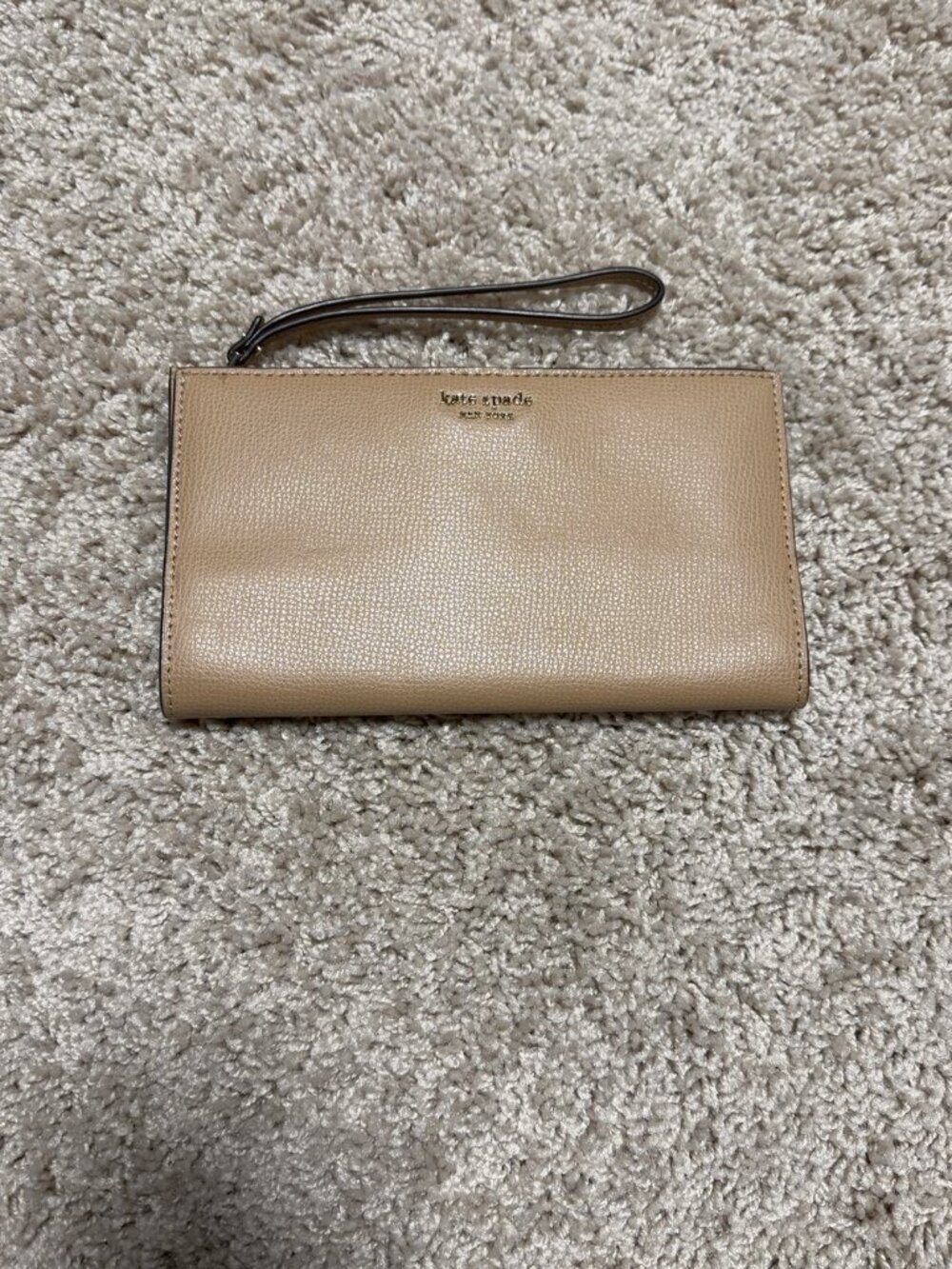 Kate Spade Beige Leather Wristlet Wallet